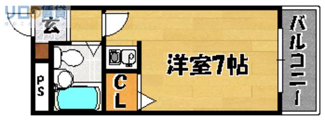 アンソレイエ(ワンルーム/2階)の間取り写真
