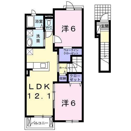 クラールハイムII(2LDK/2階)の間取り写真