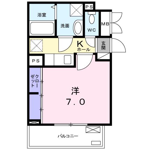 COCORO(1K/1階)の間取り写真
