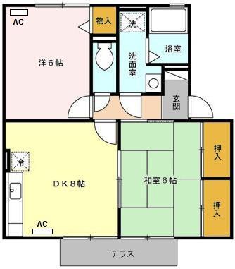 セジュールシャルマン(2DK/1階)の間取り写真