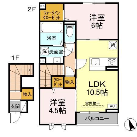 グランツ久米川(2LDK/2階)の間取り写真