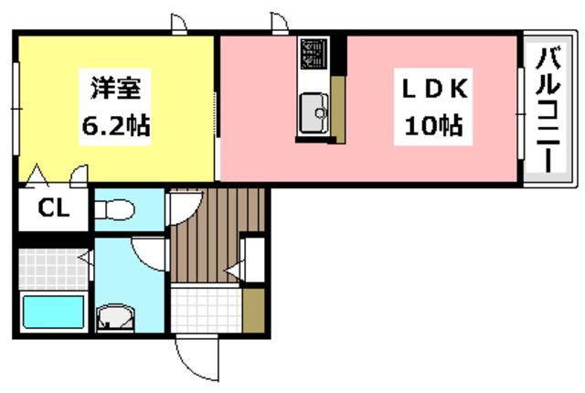 シャーメゾン豊川A棟(1LDK/2階)の間取り写真