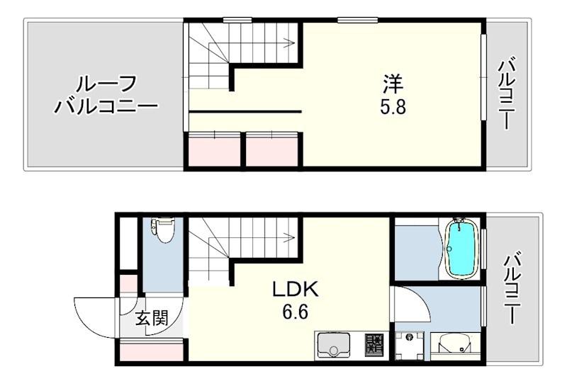 LEGALAND甲南山手(1LDK/4階)の間取り写真