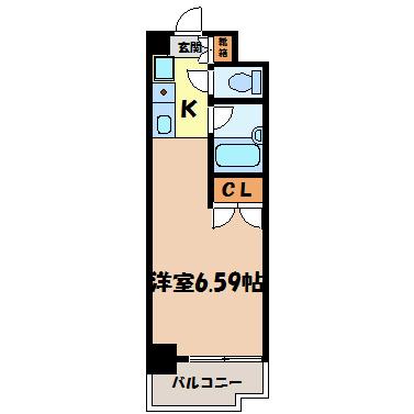 ブロンズ森島(1K/5階)の間取り写真