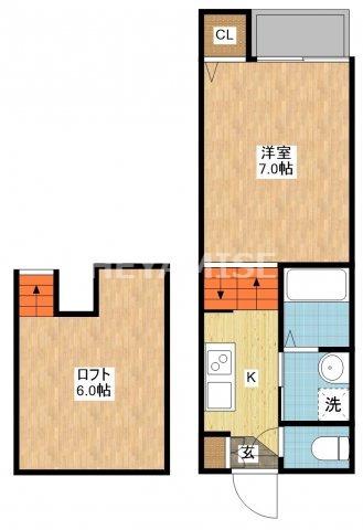 MODERN PALAZZO喜々津SOLEIL(1SK/2階)の間取り写真