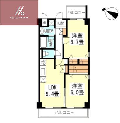 ウィステリア古箕輪(2LDK/1階)の間取り写真