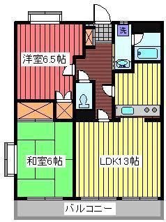 メゾン吉野(2LDK/2階)の間取り写真