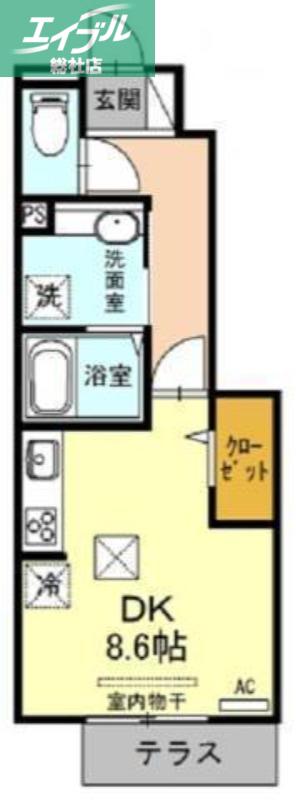 アデランテ(ワンルーム/1階)の間取り写真