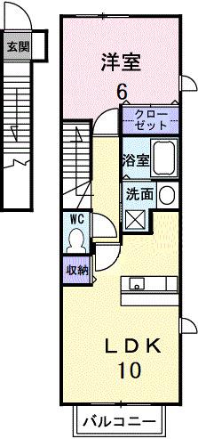 メゾン・ドゥ・シャルマン弐番館(1LDK/2階)の間取り写真