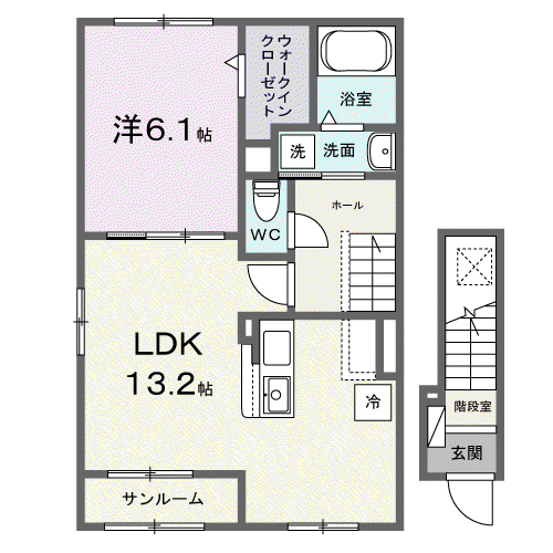 グリーンパーク セレノ(1LDK/2階)の間取り写真