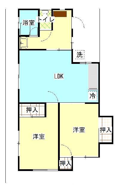 にしみ参番館(2LDK/1階)の間取り写真