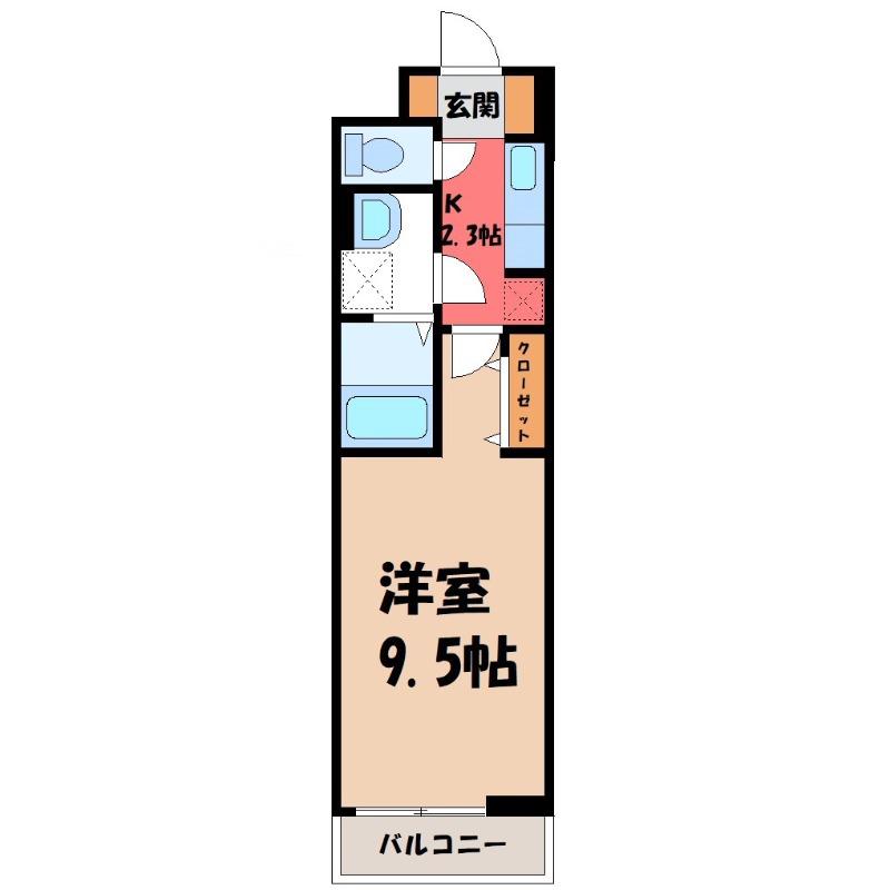 ルチアーノ(1K/3階)の間取り写真