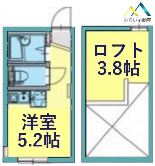 ドリームハウス(ワンルーム/2階)の間取り写真