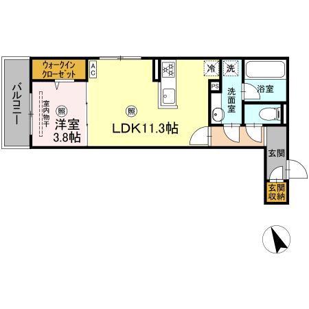 CAMPANELLA舟入南(1LDK/2階)の間取り写真