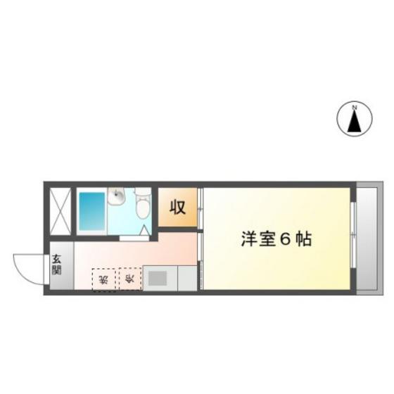アソシエ島田(1K/2階)の間取り写真
