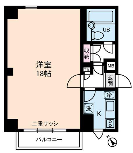 赤坂ミュージックイン(1K/2階)の間取り写真