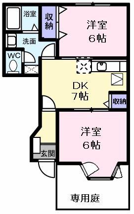 ゼルコヴァ(2DK/1階)の間取り写真
