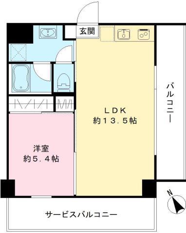 グランリーオ(1LDK/6階)の間取り写真