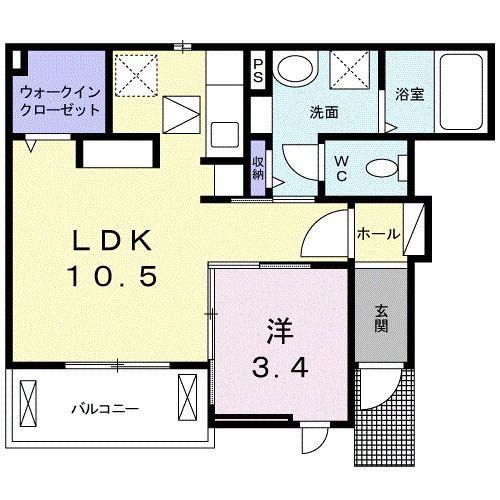 メイプル(1LDK/1階)の間取り写真