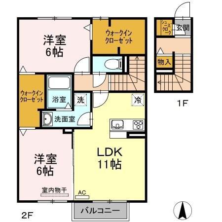 D-ROOM沢津(2LDK/2階)の間取り写真