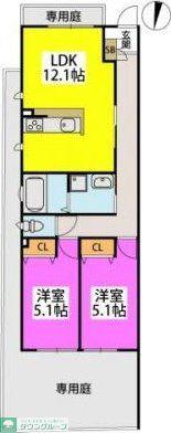 TASHIMARTERRACE(2LDK/2階)の間取り写真