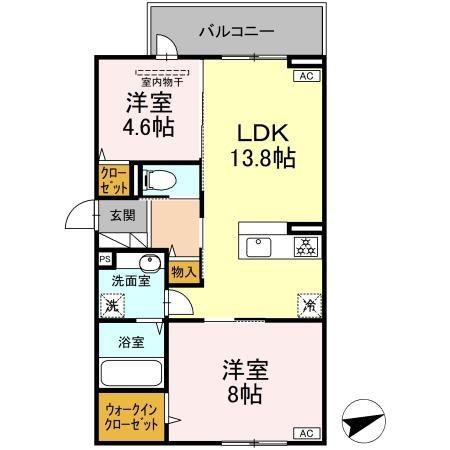D-ROOM西熊本駅II(2LDK/3階)の間取り写真