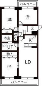 BRO北野(3LDK/2階)の間取り写真
