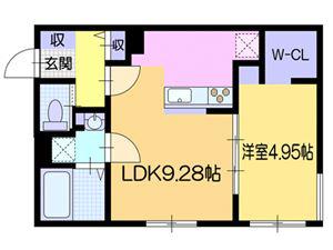 アーバス南円山(1LDK/2階)の間取り写真