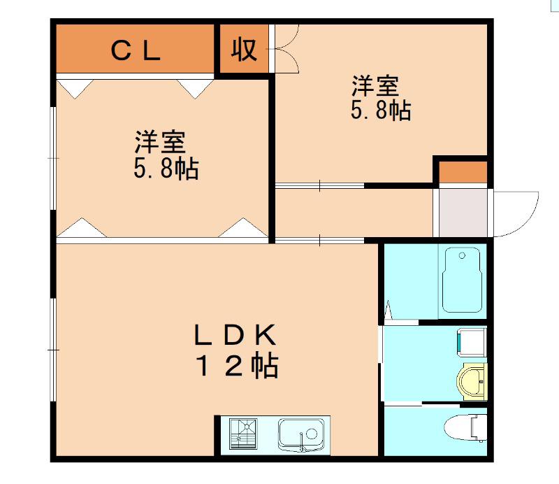 メゾンド・ワダ(2LDK/1階)の間取り写真