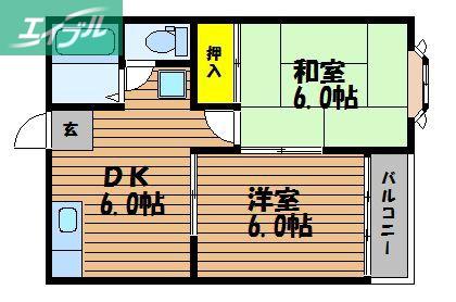 ジュエル洲崎(2DK/1階)の間取り写真