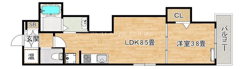 マリブガーデン堺駅前(1LDK/1階)の間取り写真