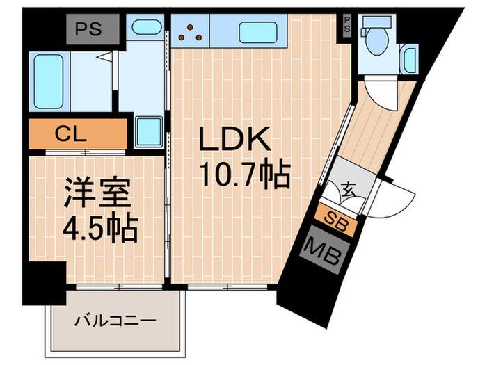 アバンドール甲子園口(1LDK/3階)の間取り写真