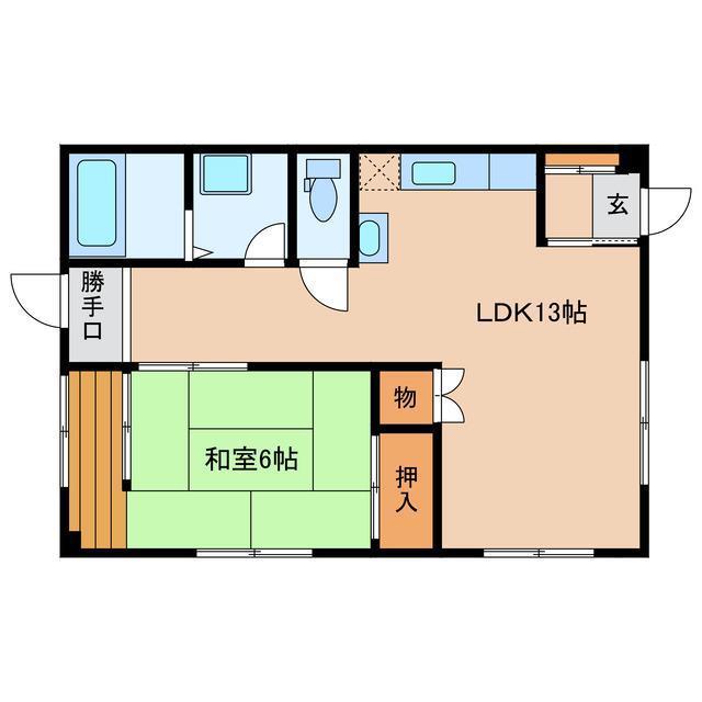 ビエナ下切(1LDK/1階)の間取り写真