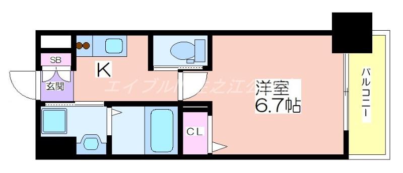 AVANTIO GRANDE(1K/2階)の間取り写真