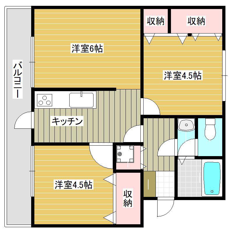 フロンティア葉山(2LDK/5階)の間取り写真