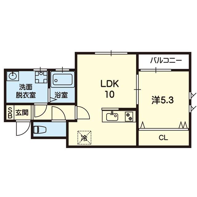 ESTASIA UTO B(1LDK/2階)の間取り写真