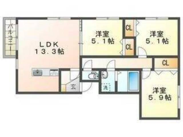 コンフォミア明日風(3LDK/3階)の間取り写真
