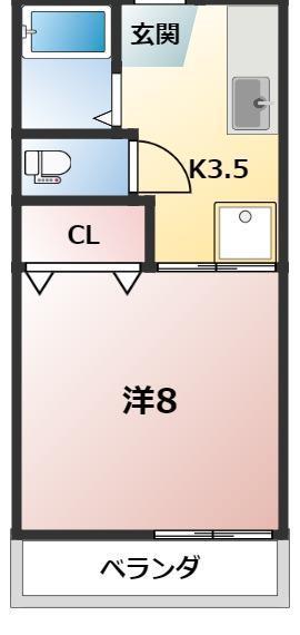 セブンヒルズA(1K/2階)の間取り写真