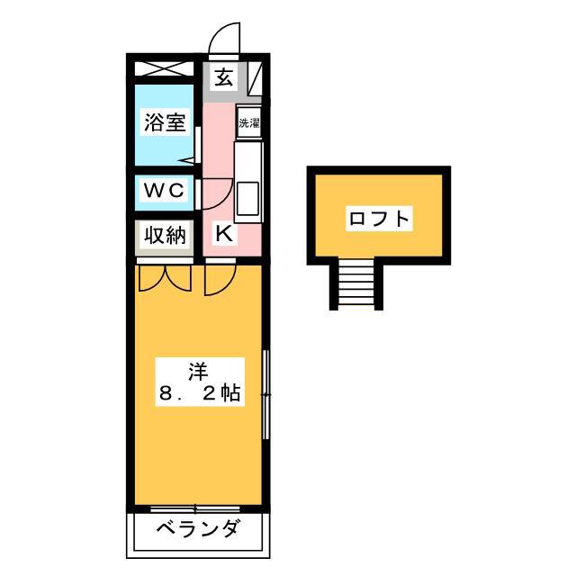ウェル古庄(1K/1階)の間取り写真