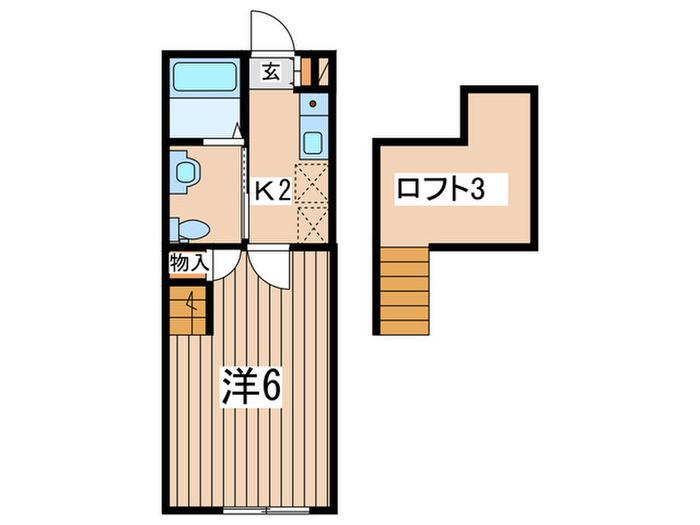グラート大和中央(1K/2階)の間取り写真