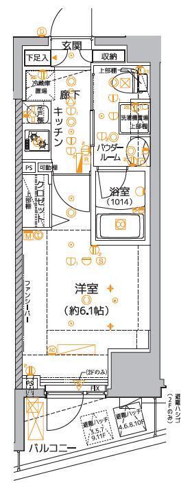 クレイシア品川東大井(1K/6階)の間取り写真
