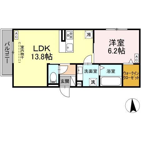 D-HILLS上浅田(1LDK/3階)の間取り写真