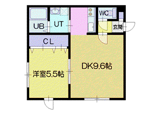 ドライエポック黄金(1LDK/2階)の間取り写真