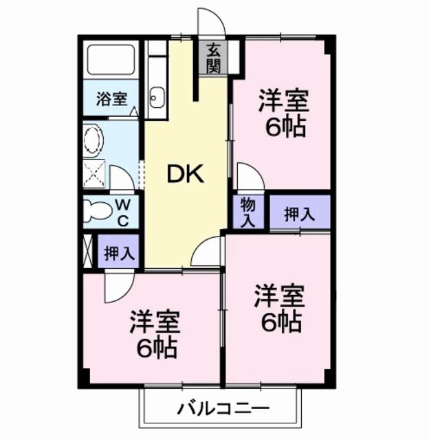 高安グリーンハイツ(3DK/2階)の間取り写真