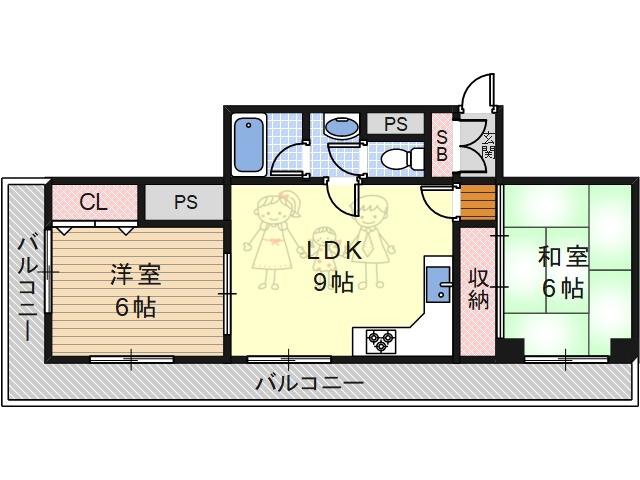 ムックビルパート20(2LDK/7階)の間取り写真