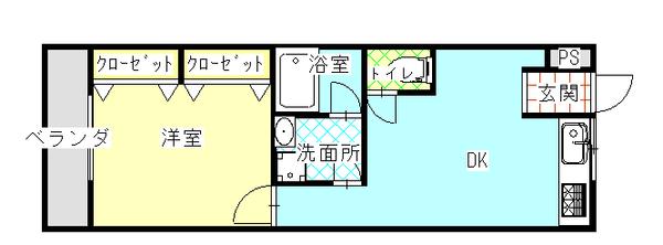 プチメゾン受川1(1DK/1階)の間取り写真