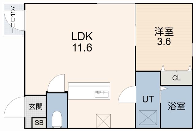 緑と風のクーレ(1LDK/1階)の間取り写真