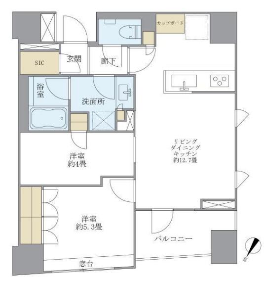 ブリリア日本橋三越前(2LDK/6階)の間取り写真