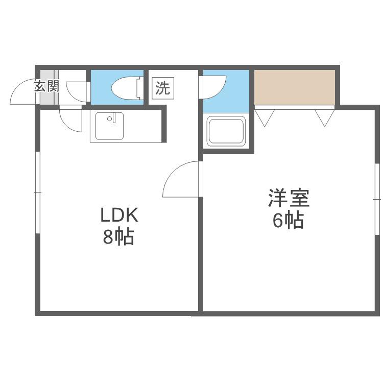 マンション大雪(1LDK/2階)の間取り写真