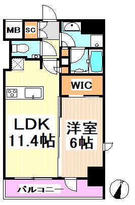 ザ・パークハビオ明大前(1LDK/4階)の間取り写真